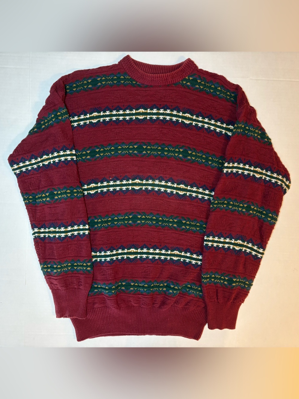 Van Heusen VTG 417 Authentic Knitwear 100% cotton red grandpacore sweater L